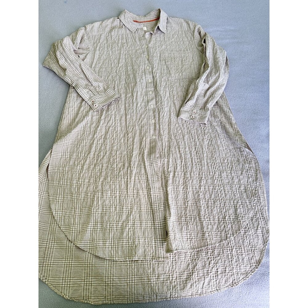 Maeve Anthropologie Shirt Dress Womens Small Maxi Tunic‎ Buttondown Collar   Tan